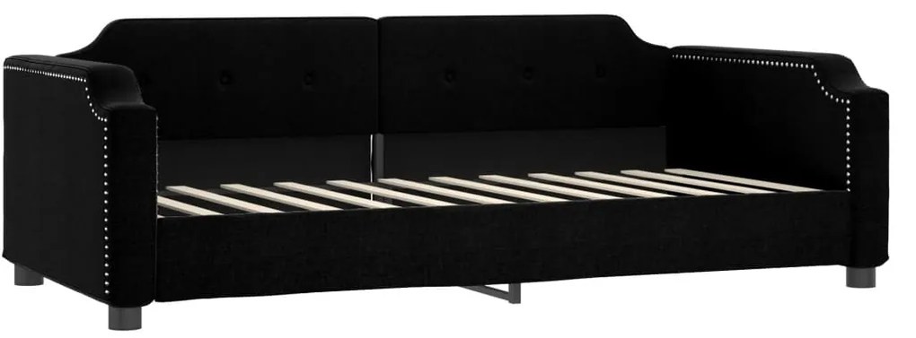 vidaXL Καναπές Κρεβάτι Συρόμενος Μαύρο 100x200εκ. Υφασμάτινος Στρώματα