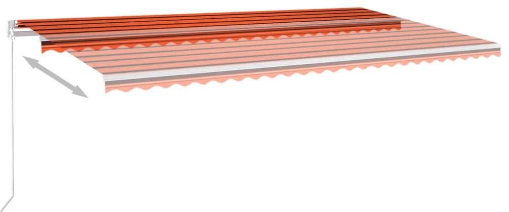 vidaXL Τέντα Αυτόματη με LED&Αισθητ. Ανέμου Πορτοκαλί/Καφέ 6x3,5 μ.