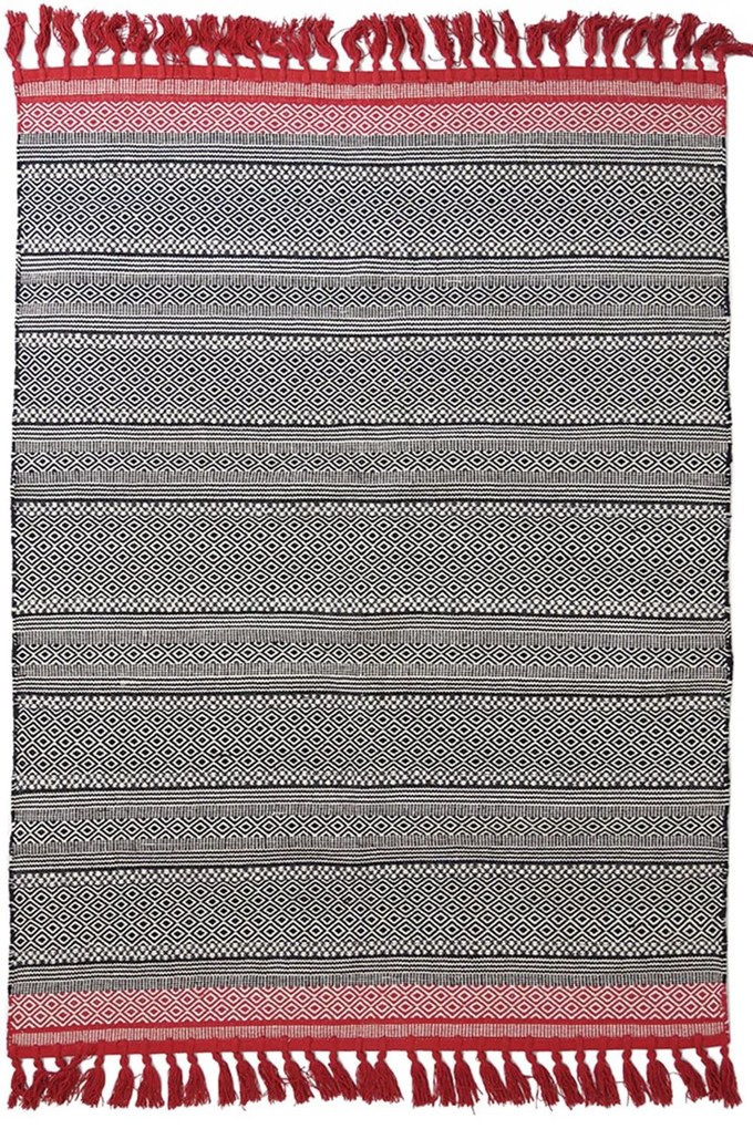 Χαλί Urban Cotton Kilim Estelle Bossa Nova Grey-Red Royal Carpet 130X190cm