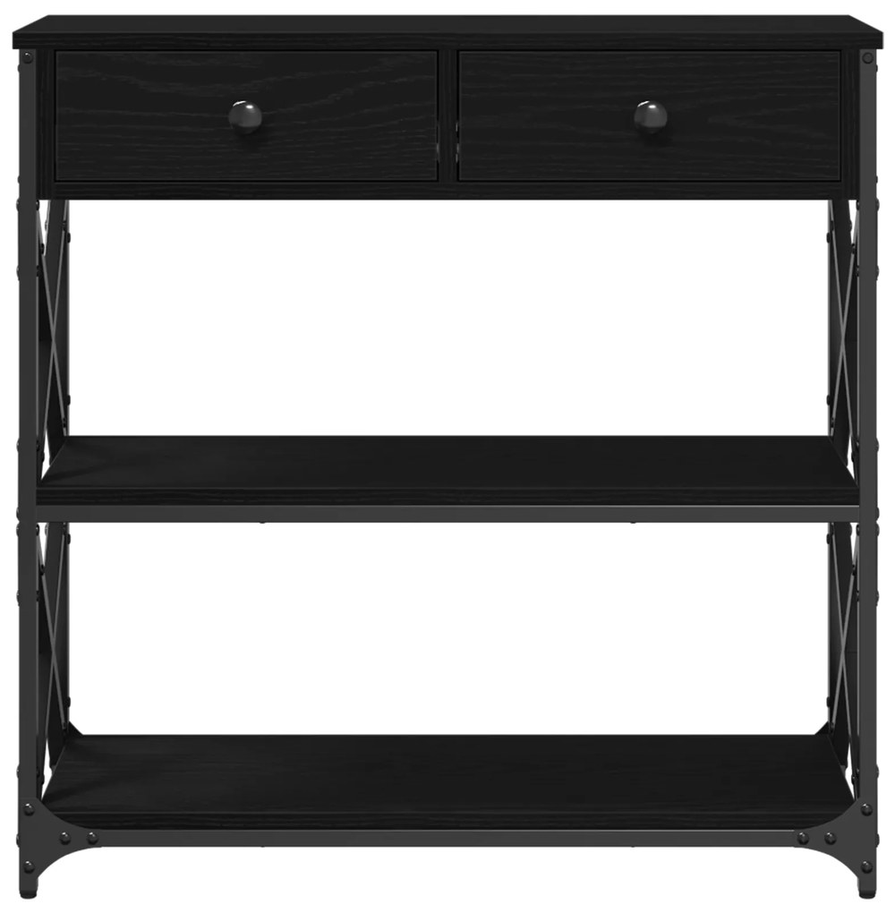 vidaXL Τραπέζι κονσόλας Μαύρη Δρυς 75x28x75 εκ. Κατασκευασμένο ξύλο και ατσάλι