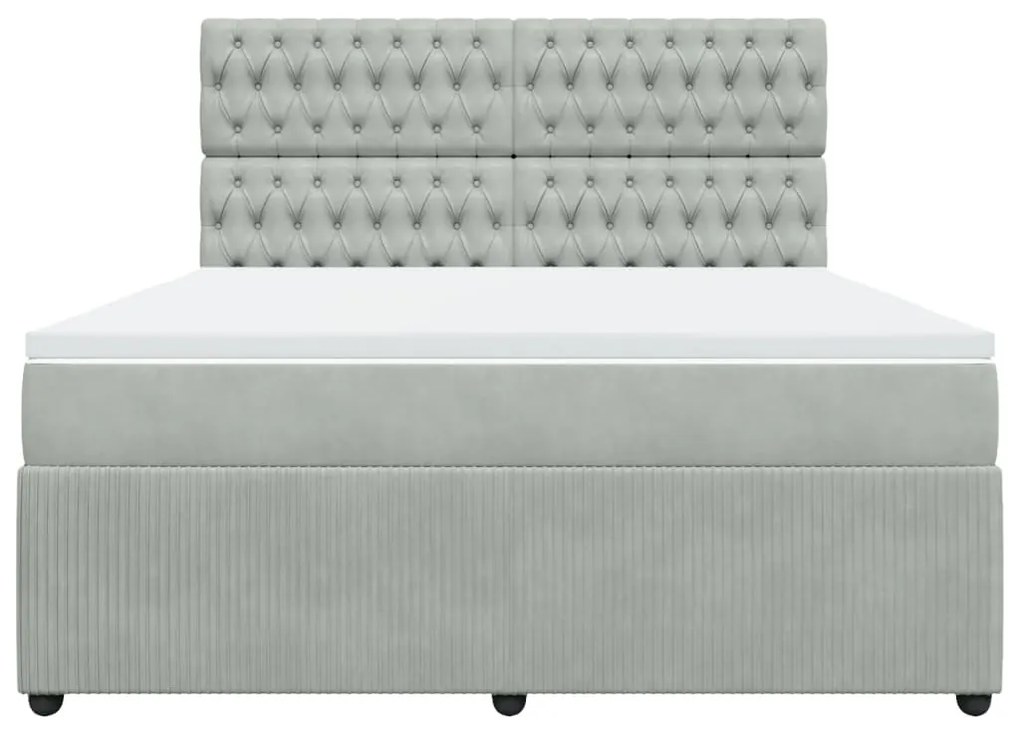 vidaXL Κρεβάτι Boxspring με Στρώμα Ανοιχτό Γκρι 180x200 εκ. Βελούδινο