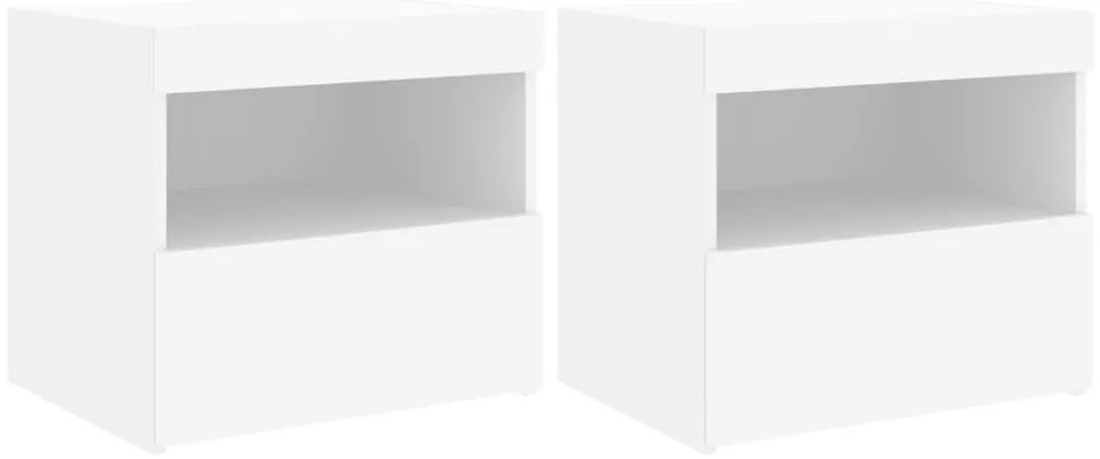 vidaXL Κομοδίνα με Φώτα LED 2 τεμ. Λευκά 50 x 40 x 45 εκ.
