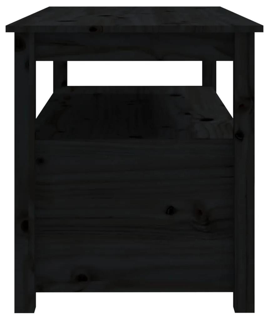 Τραπεζάκι Σαλονιού Μαύρο 102x49x55 εκ. από Μασίφ Ξύλο Πεύκου - Μαύρο