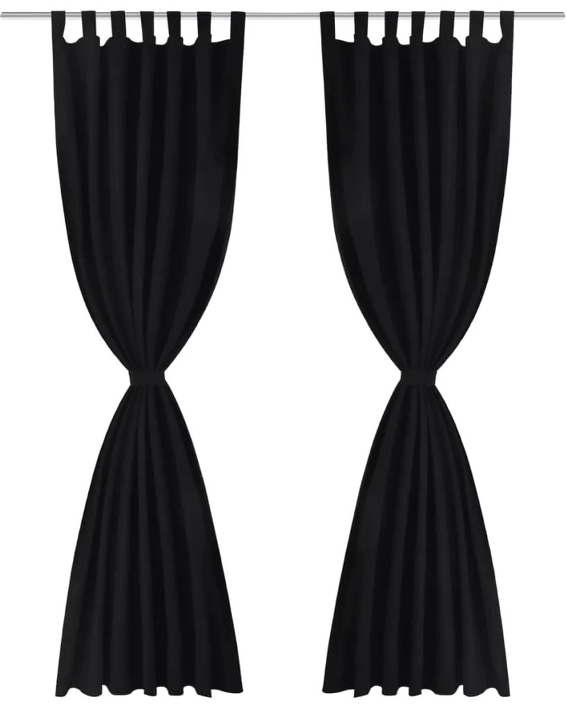 vidaXL Κουρτίνες με Θηλιές 2 τεμ. Μαύρες 140 x 225 εκ. από Microsatin