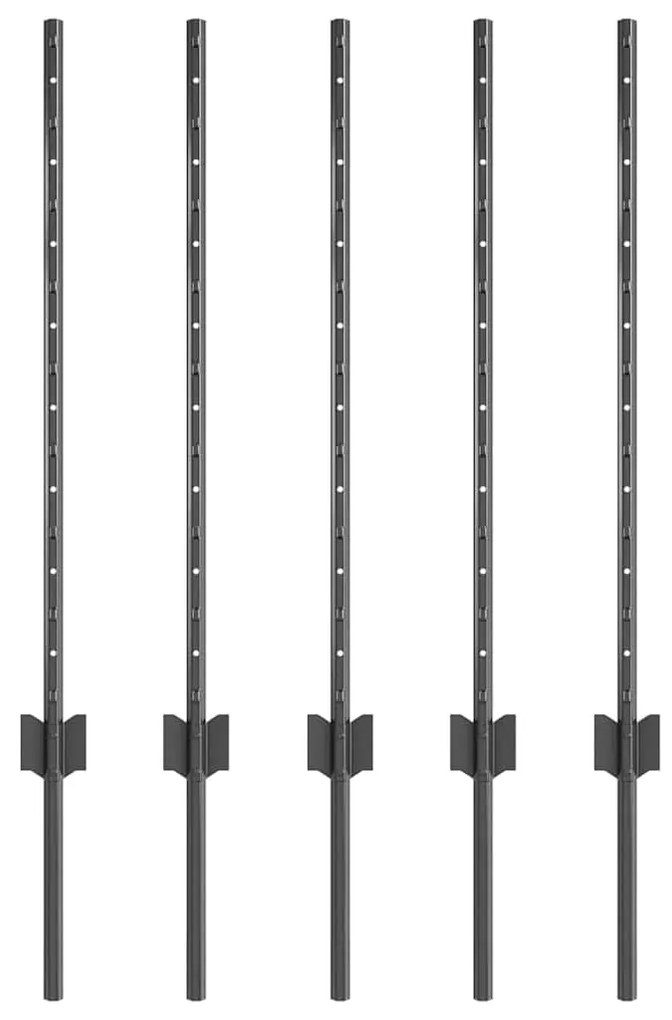 vidaXL Πόλοι Περίφραξης 5 pcs Γκρι 80 cm Ατσάλι