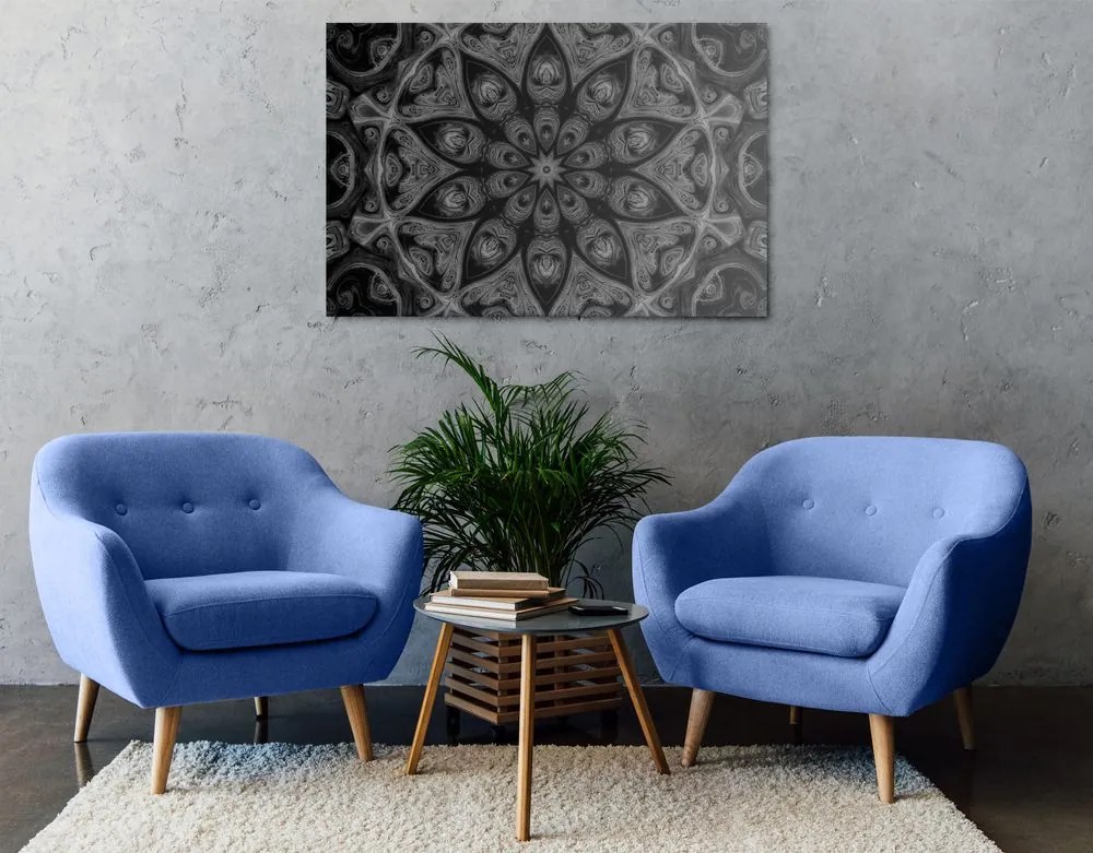 Εικόνα υπνωτικής Mandala σε ασπρόμαυρο - 60x40