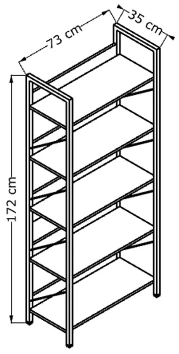 Βιβλιοθήκη Connect Megapap χρώμα καρυδί 73x35x172εκ.