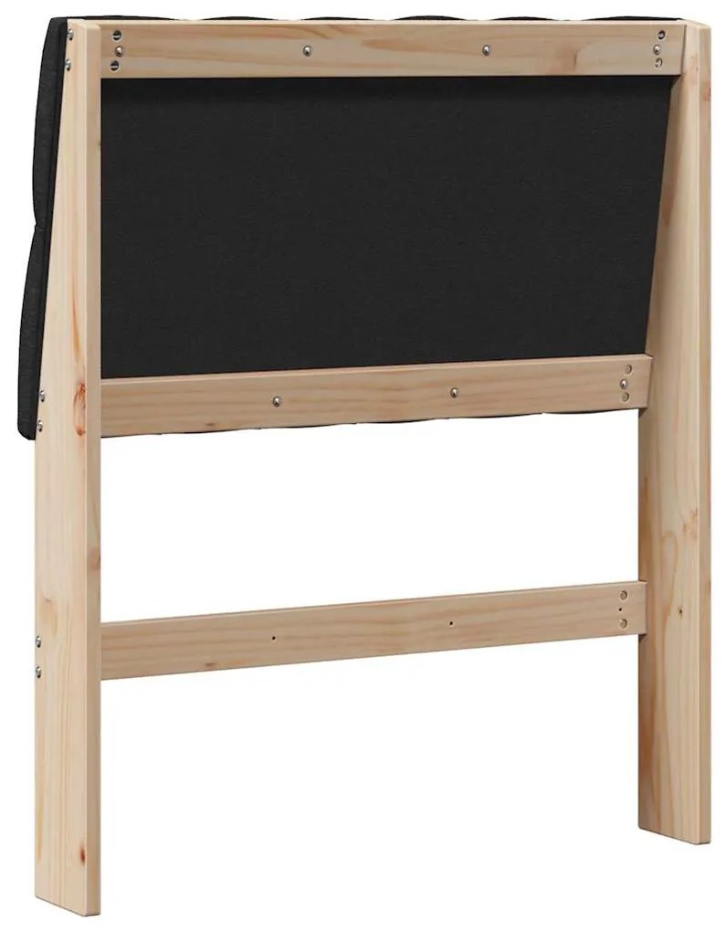 vidaXL Ταπετσαρισμένο κεφαλάρι Μαύρο 80 cm Στερεά ξυλεία πεύκου