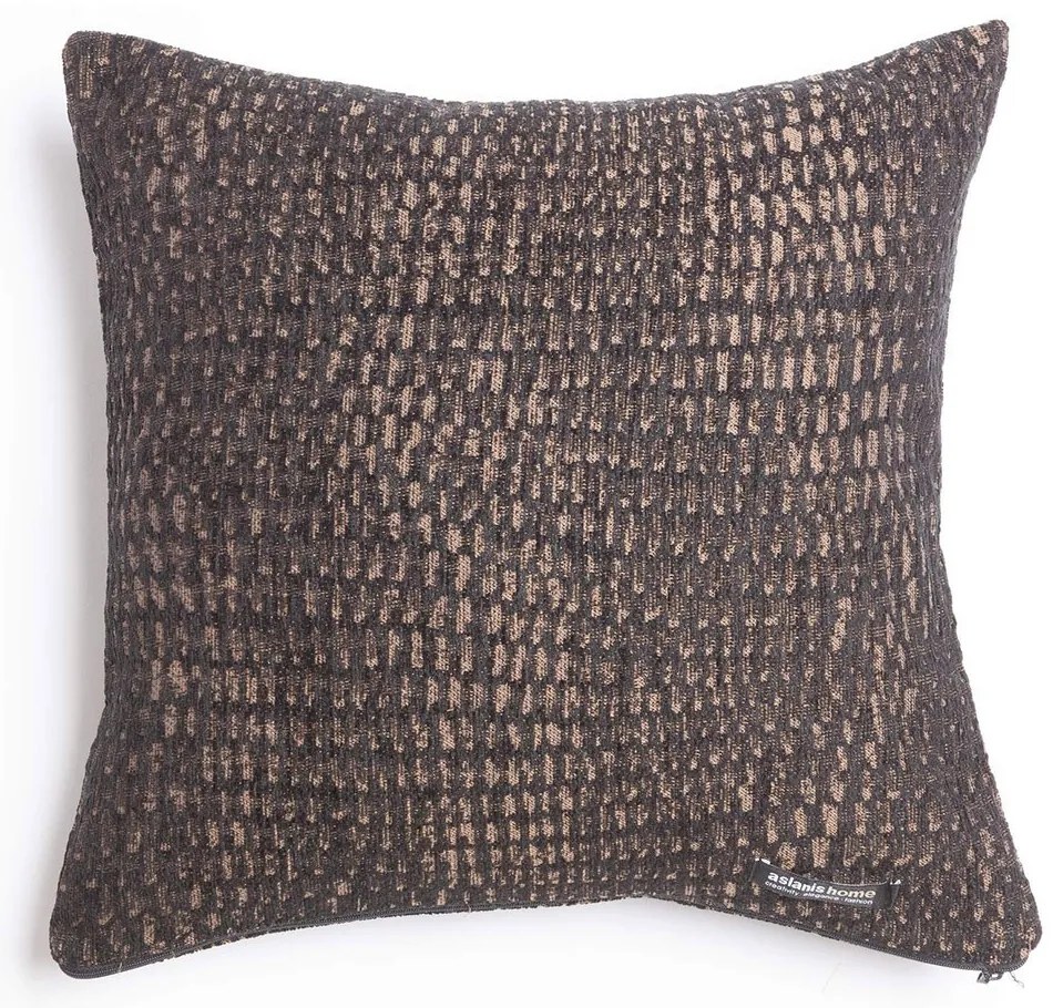 Μαξιλαροθήκη Διακοσμητική Ismaros Classic Black-Choco Aslanis Home 45X45 Βαμβάκι-Chenille