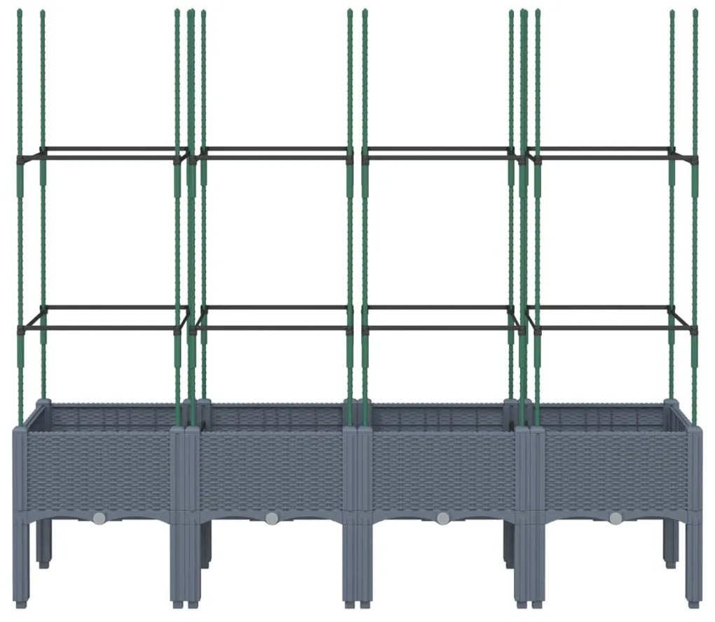 Ζαρντινιέρα Κήπου με Καφασωτό Γκρι 160x40x142,5 εκ. από PP - Γκρι