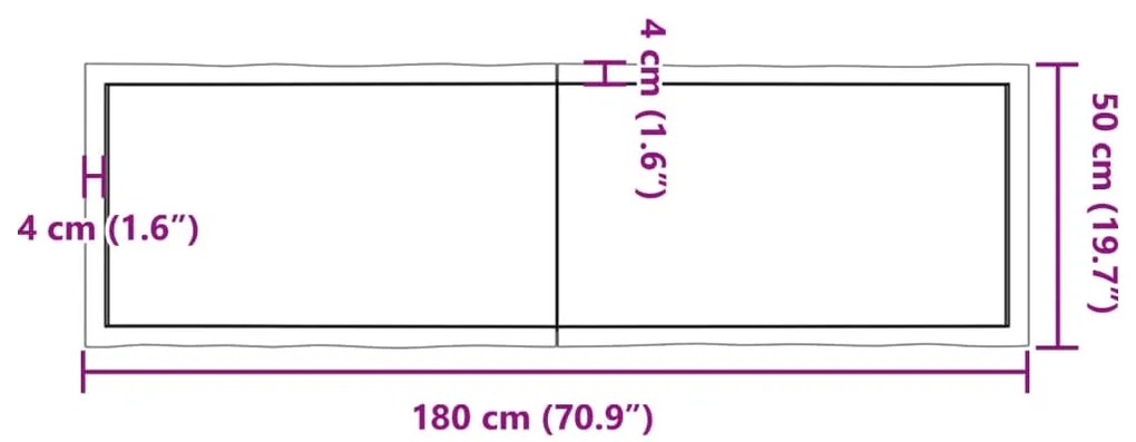 Επιφ Τραπεζιού Αν Καφέ 180x50x(2-4)εκ.Ακατέργ. Μασίφ Ξύλο Δρυός - Καφέ