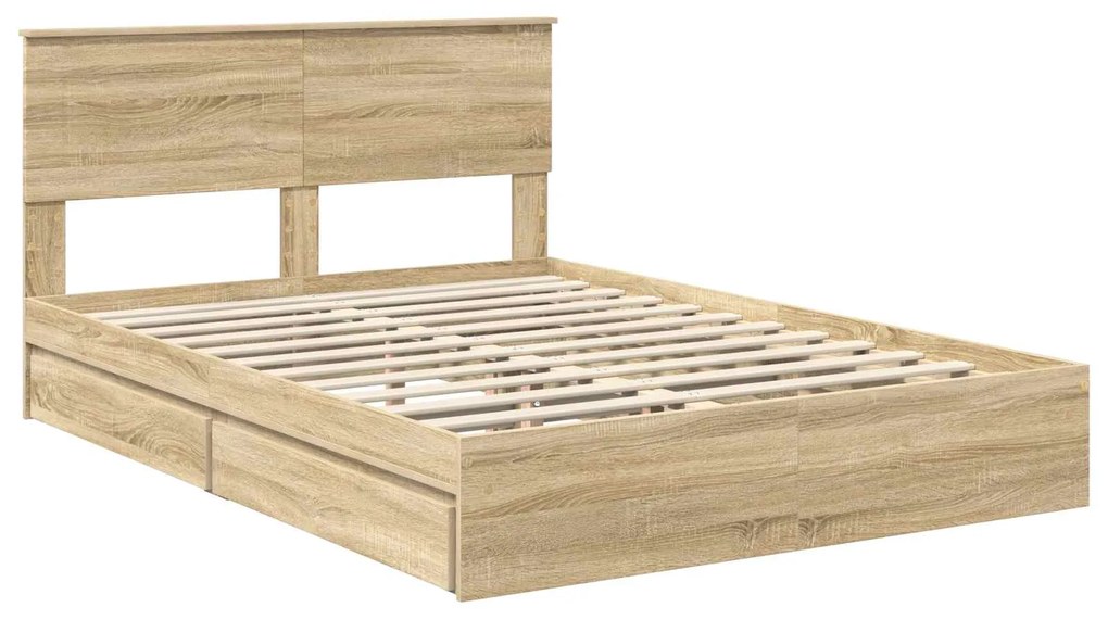 vidaXL Κρεβάτι Αποθήκης Δρύς Sonoma 150 x 200 cm Επεξεργασμένο ξύλο
