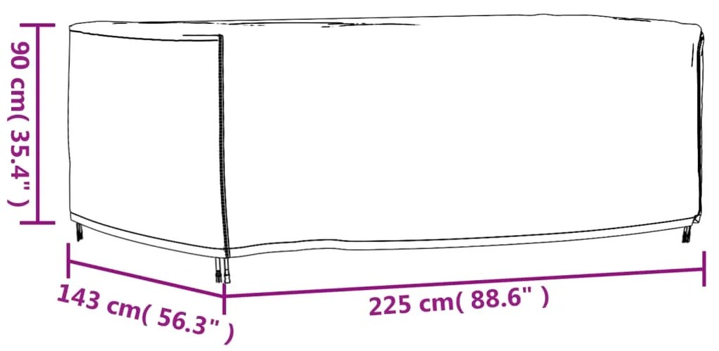 ΚΑΛΥΜΜΑ ΕΠΙΠΛΩΝ ΚΗΠΟΥ ΑΔΙΑΒΡΟΧΟ ΜΑΥΡΟ 225X143X90 ΕΚ. 420D 364814