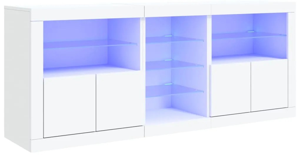 vidaXL Μπουφές με Φώτα LED Λευκός 181,5 x 37 x 67 εκ.