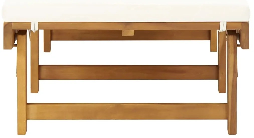 vidaXL Ξαπλώστρα Πτυσσόμενη Κρεμ από Μασίφ Ξύλο Ακακίας με Μαξιλάρι