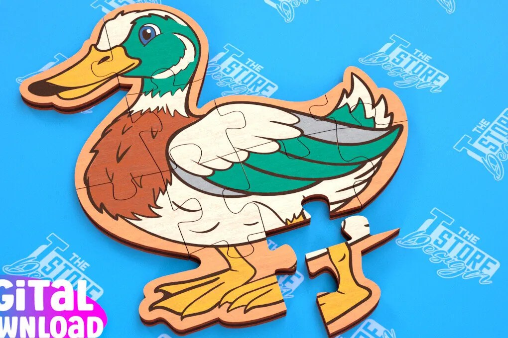 Intra απο ξύλο plywood  Χρώμα wenge 3mm-4mm πάχος - Παζλ Αγροικία | Duck Shape Puzzle|CNC Δίασταση 30x20 cm INTRAFABR-105556381