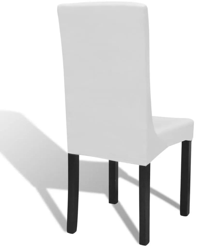 Κάλυμμα Καρέκλας Ελαστικό Ίσιο 6 τεμ. Λευκό - Λευκό