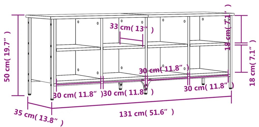 Παπουτσοθήκη Γκρι Sonoma 131 x 35 x 50 εκ. από Επεξεργ. Ξύλο - Γκρι