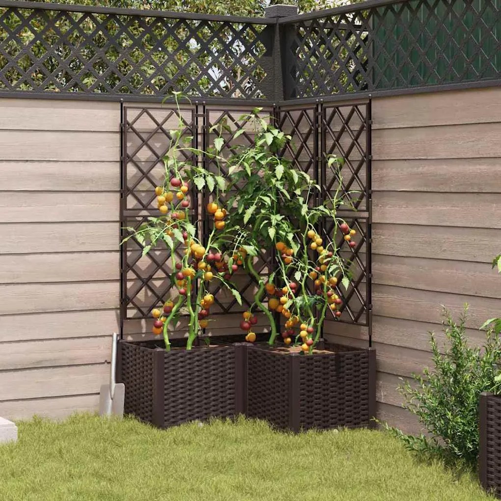 vidaXL Κηποτινάκι με Τρέλα 3 pcs Καφέ 80 x 80 x 143 εκ. PP