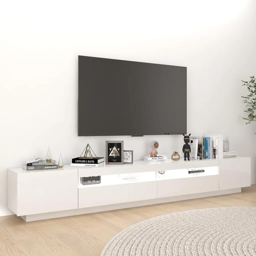 Έπιπλο Τηλεόρασης με LED Γυαλιστερό Λευκό 260 x 35 x 40 εκ. - Λευκό