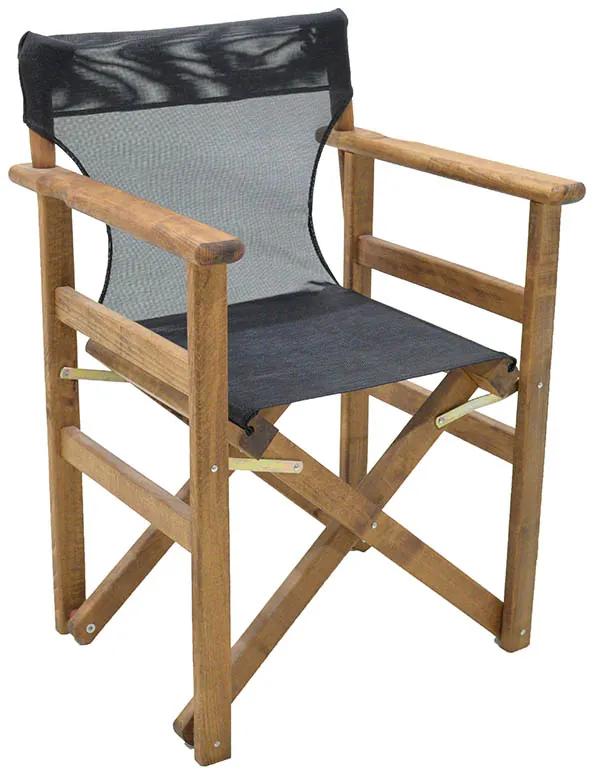 237-000023 Καρέκλα-πολυθρόνα σκηνοθέτη Retto pakoworld μασίφ ξύλο οξιάς καρυδί-πανί μαύρο 61,0x51,0x86,0εκ Solid wood beech WALNUT - BLACK, 1 Τεμάχιο