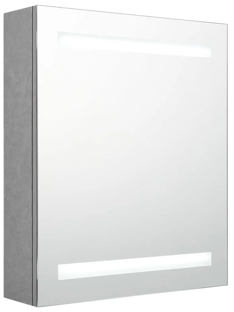 vidaXL Ντουλάπι Μπάνιου με Καθρέφτη και LED Γκρι Σκυρ. 50x14x60 εκ.