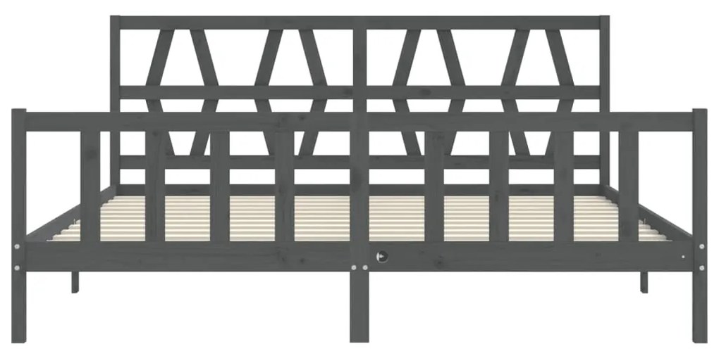 vidaXL Πλαίσιο Κρεβατιού με Κεφαλάρι Γκρι 200x200 εκ. Μασίφ Ξύλο