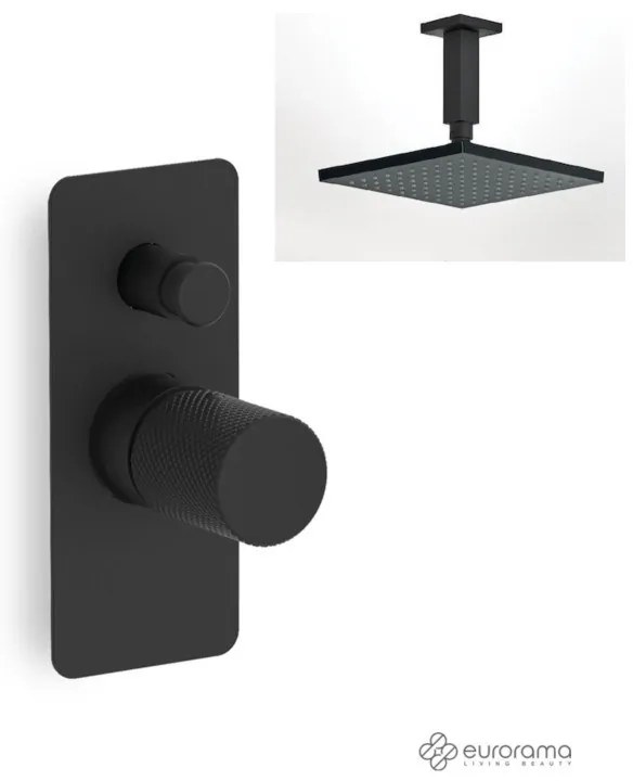 Eurorama Black Matt Ανακλινόμενη Κεφαλή 30x30εκ +Μίκτης εντοιχισμού 2 εξόδων