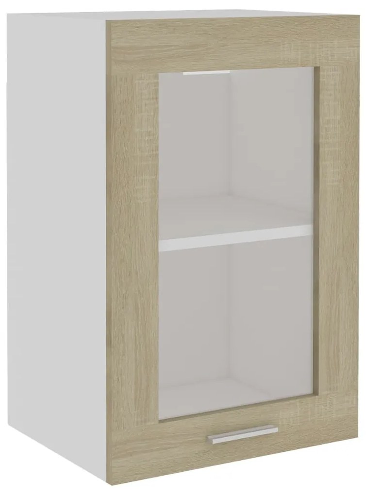 vidaXL Κρεμαστό Γυάλινο Ντουλάπι "Lyon" Ξύλο Sonoma Δρυς 40x31x60 εκ. από Τεχνητό Ξύλο
