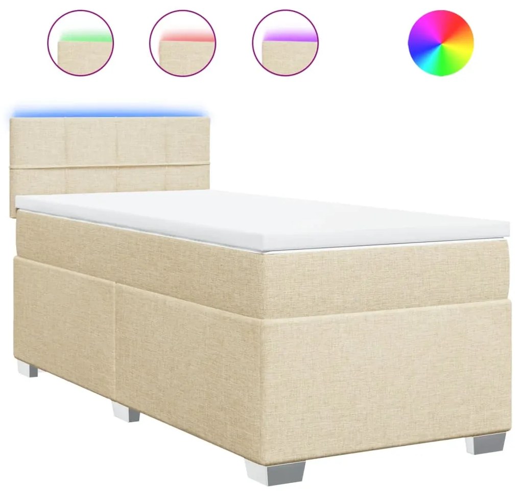 ΚΡΕΒΑΤΙ BOXSPRING ΜΕ ΣΤΡΩΜΑ ΚΡΕΜ 80 X 200 ΕΚ. ΥΦΑΣΜΑΤΙΝΟ 3288020