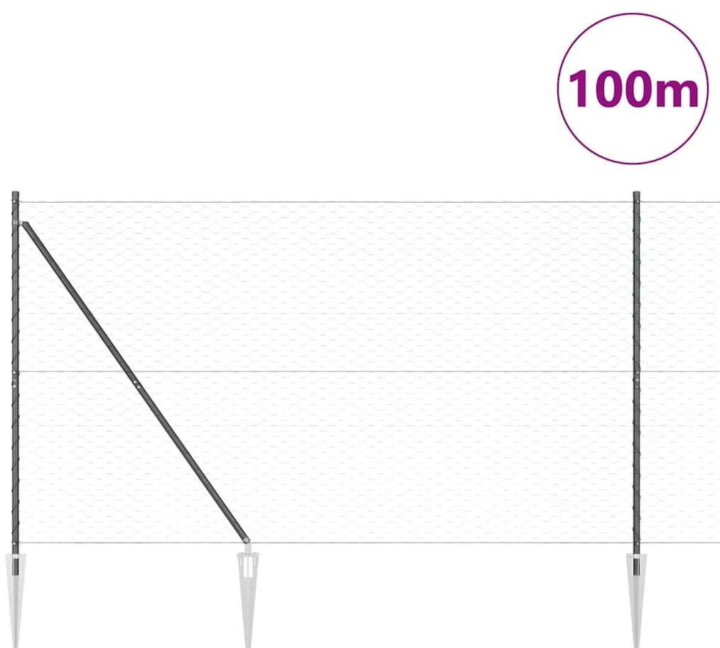 vidaXL Έξαλη Φράχτη Γκρι 1.5x100 μ Χάλυβας