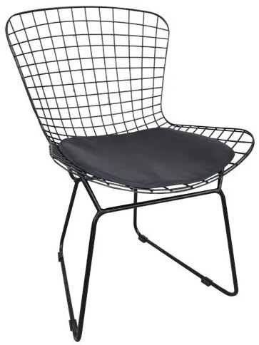 WOODWELL Ε5142SAXON Καρέκλα Μέταλλο Βαφή Μαύρο, Μαξιλάρι Μαύρο 54x62x78cm Ε5142