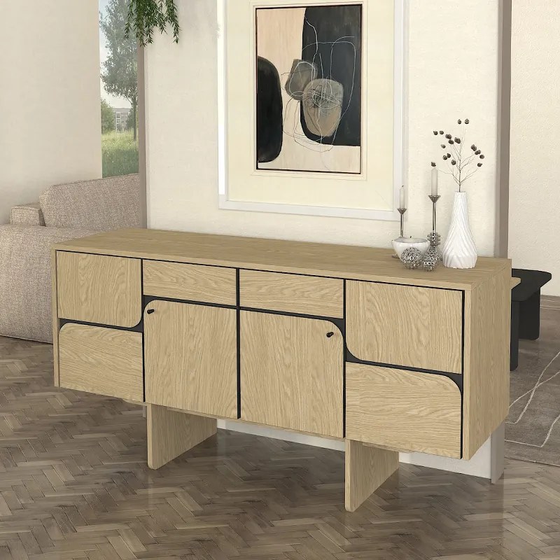 Μπουφές Lava Megapap χρώμα rota oak - ανθρακί 150x44,6x76εκ. - GP042-0294,1