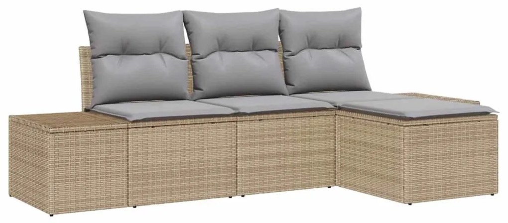 vidaXL Σετ Καναπέ Κήπου 4 pcs Μπεζ Πολυ ράταν