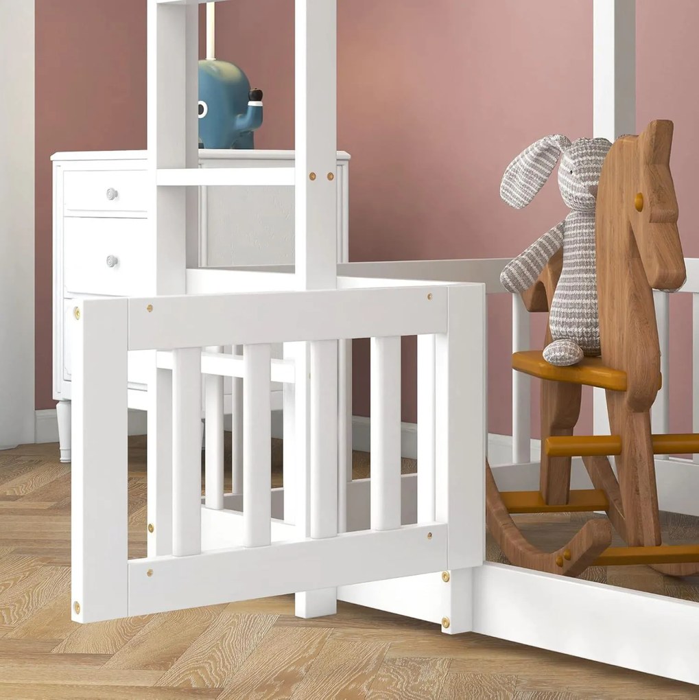 Κουκέτα παιδική PLAYKID με Παρκάκι Ξύλο Πεύκου Λευκό 190x90 εκ. 208x151.5x150 εκ.