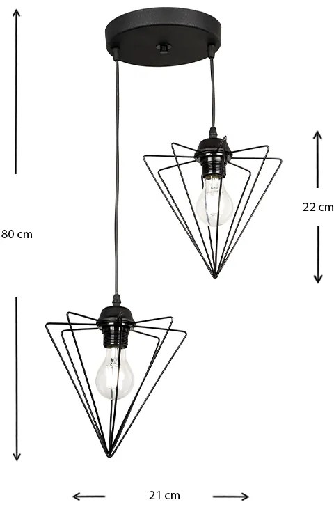 Φωτιστικό οροφής Stormie Megapap E27 μεταλλικό δίφωτο χρώμα μαύρο 21x21x70εκ. - GP030-0049,1