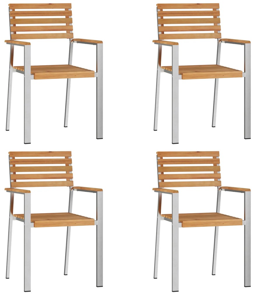vidaXL Σετ Κήπου 5 Τεμαχίων - Μασίφ Ξύλο Teak & Ανοξείδωτος Χάλυβας