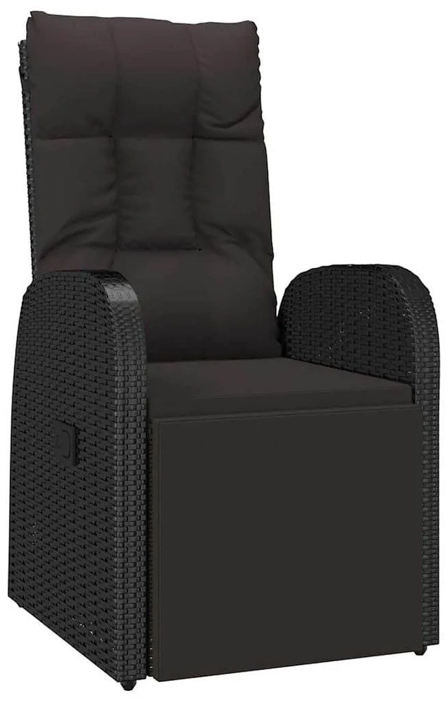 vidaXL Σέτ φαγητού για κήπο με μαξιλάρι 5 pcs Μαύρο Πολυ ράταν