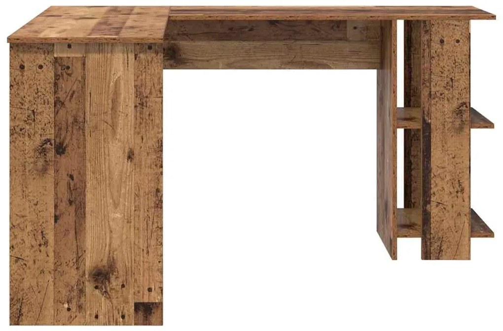 vidaXL Γωνιακό γραφείο με ράφι Παλιό Ξύλο 140 x 113,5 x 75 εκ.