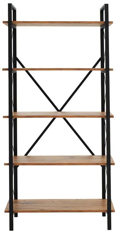 Βιβλιοθήκη Wook καρυδί-μαύρο 90x34x180εκ 90x35x180 εκ.