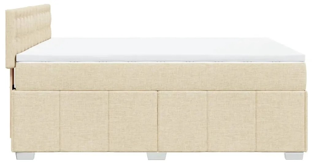 vidaXL Κρεβάτι Boxspring με Στρώμα Κρεμ 140x200 εκ. Υφασμάτινο