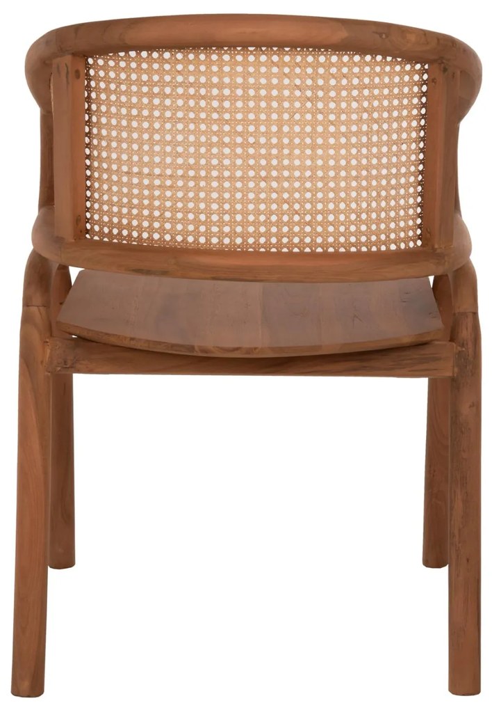 Καρέκλα-Πολυθρόνα C9402.01 Μασίφ Ξύλο Teak και Rattan πλάτη Φυσικό 57x62x83Υεκ. 57x62x83 εκ.