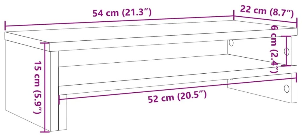 ΒΑΣΗ ΟΘΟΝΗΣ ΓΚΡΙ SONOMA 54X22X15 ΕΚ. ΑΠΟ ΕΠΕΞΕΡΓΑΣΜΕΝΟ ΞΥΛΟ 854774