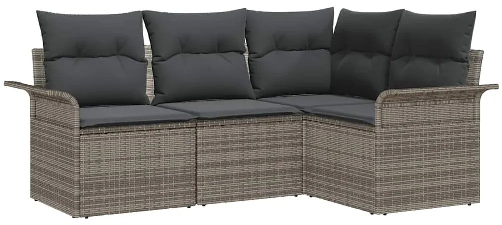 vidaXL Σετ Καναπέ Κήπου με μαξιλάρι 4 pcs Γκρι Πολυ ράταν