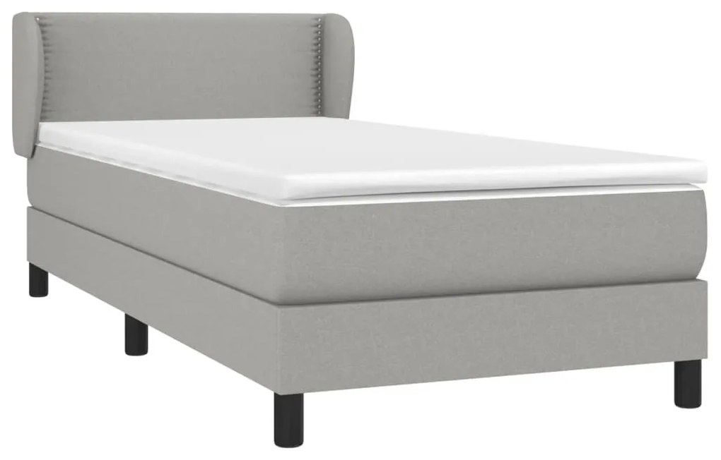 vidaXL Κρεβάτι Boxspring με Στρώμα Ανοιχτό Γκρι 100x200 εκ. Υφασμάτινο