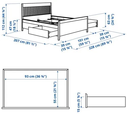 IDANÄS σκελετός κρεβατιού με αποθηκευτικό χώρο, 140x200 cm 993.922.21