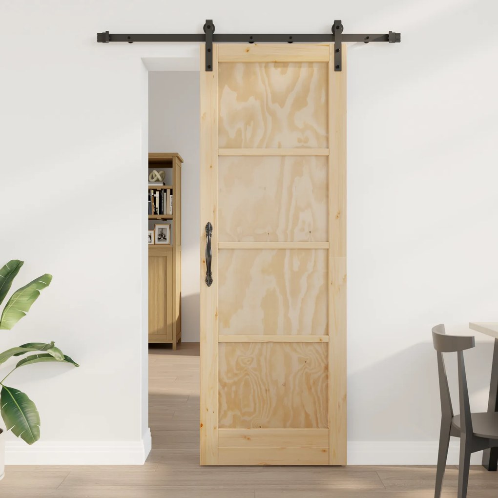 vidaXL Συρόμενη Πόρτα με Σετ Εξαρτημάτων 73.5x211 εκ. Ξύλο Πεύκης