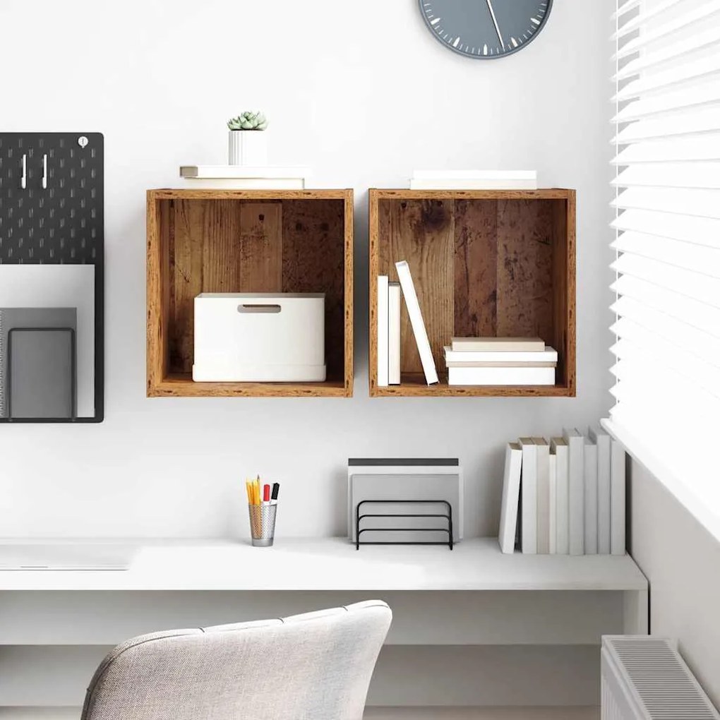 vidaXL Ντουλάπα Τοίχου με ράφι 2 pcs Παλαιό ξύλο 37 x 37 x 37 εκ