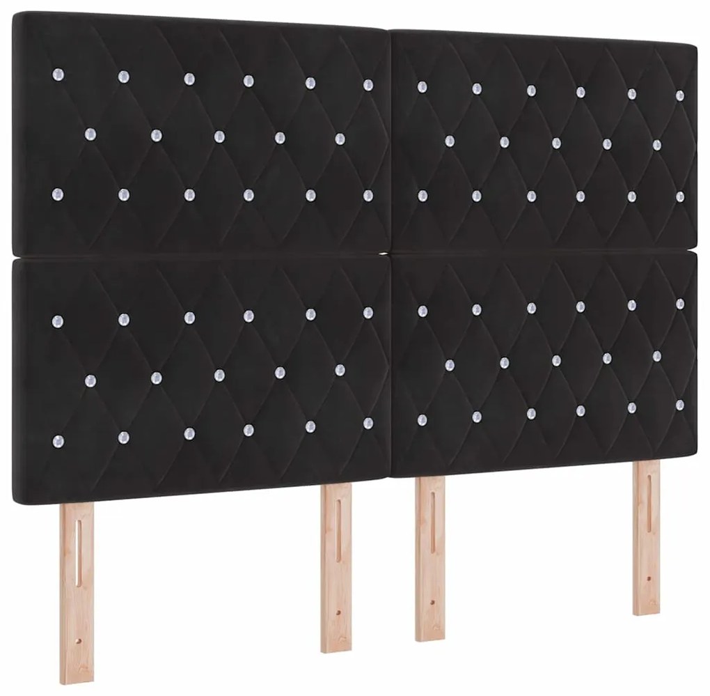 vidaXL Βελούδινο Κεφαλάρι Argyle με κεφαλάρι Μαύρο 140 cm Βελούδο