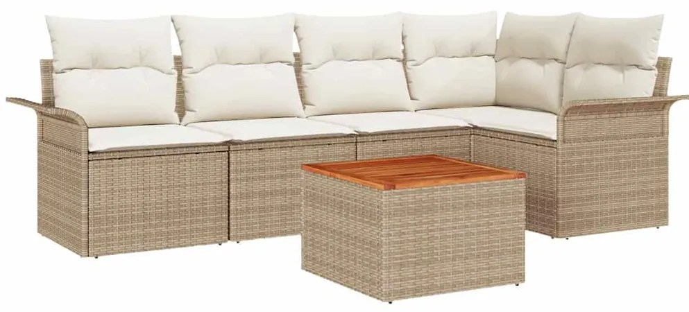 vidaXL Σετ Καναπέ Κήπου με μαξιλάρι 6 pcs Μπεζ συνθετικό ρατάν